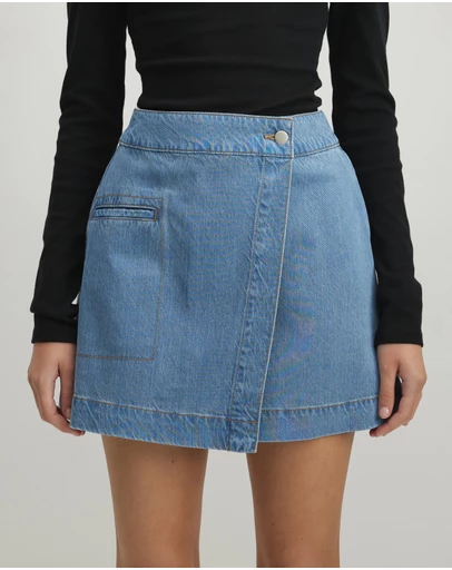 AERE - Remi Denim Wrap Skirt