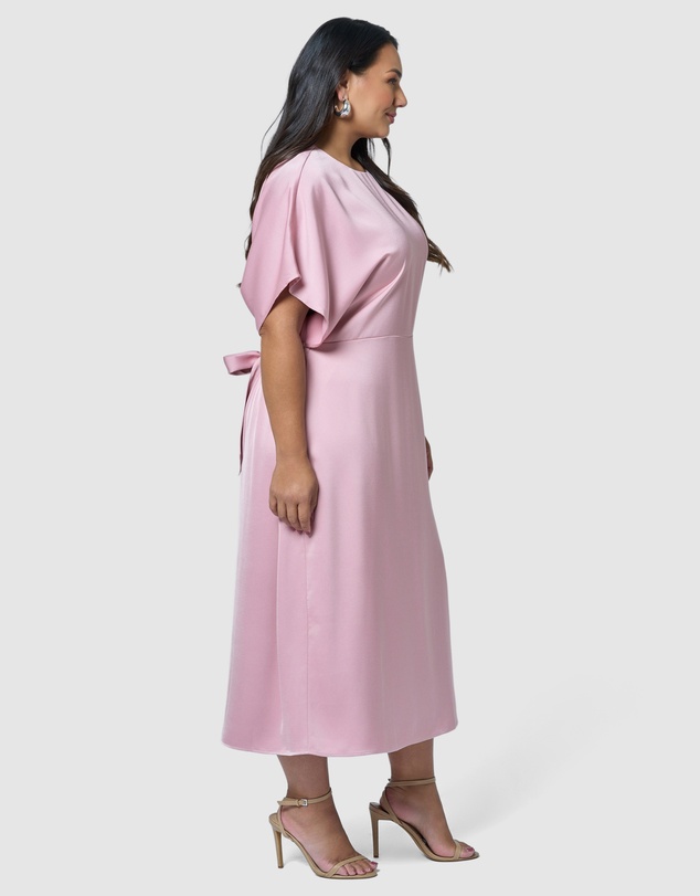 Pink Dusk by Curve Project - Lust Unleashed Satin Midi Dress