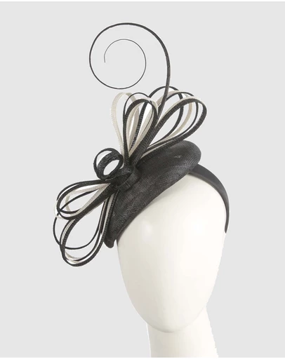 Max Alexander - Pillbox Black Cream Pillbox Fascinator