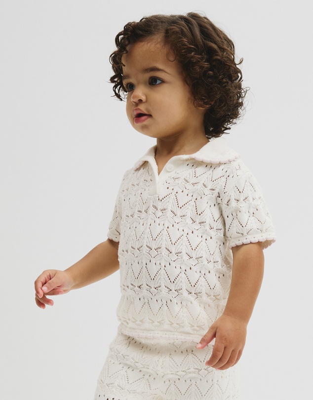 Country Road - Australian Cotton Short Sleeve Collar Knit Top