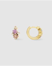 Wanderlust + Co - Rainbow Gem Gold 7mm Baby Huggie Earrings