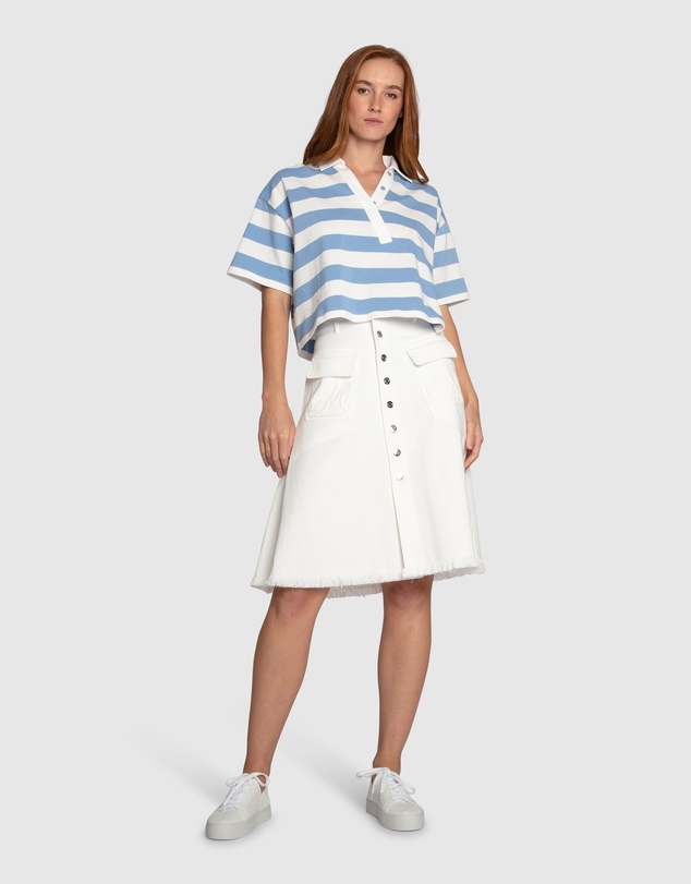 Belle & Bloom - School Boy V-Neck Cropped Polo Top