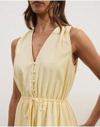 Atmos&Here - Cleo V-Neck Cinched Waist Midi Dress