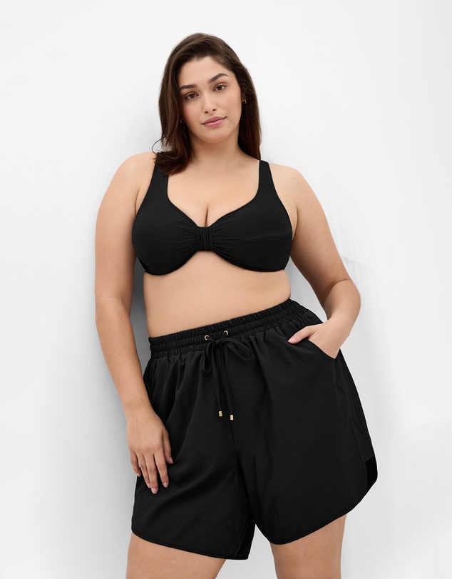 City Chic - Plus size Azores Longline Boardie - black