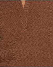 Belle & Bloom - Frankie Textured Kniteed Polo Long Sleeve Top