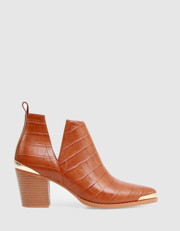Belle & Bloom - Austin Croc Embossed Ankle Boot