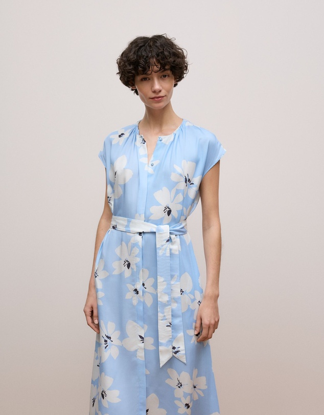 Trenery - Sorell Modal Cap Sleeve Dress in Soft Blue