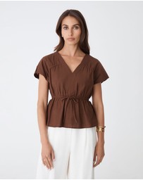 Forcast - Bronte Cotton Drawstring Top
