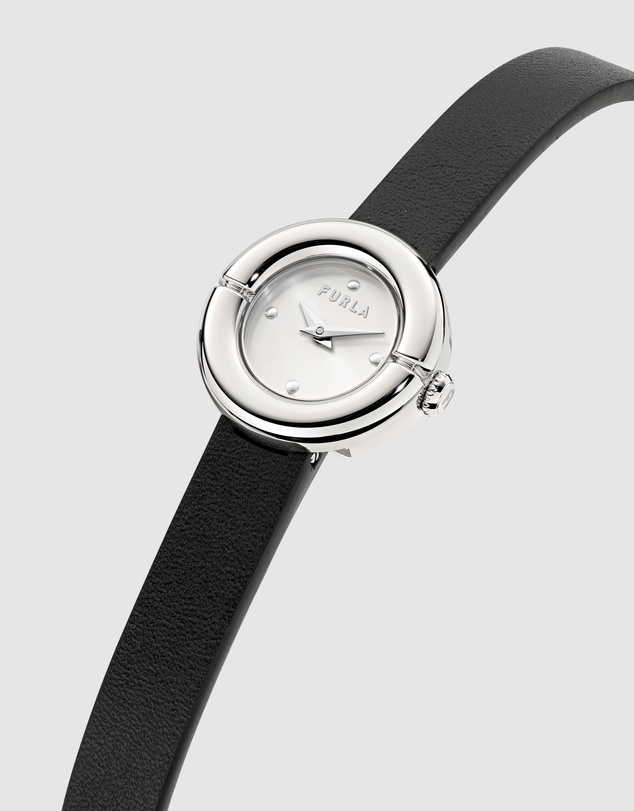 Furla - Furla Miasfera Iconic 24mm Black Leather Strap Watch