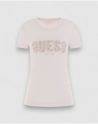 GUESS - Crew Neck Logo Lace T-Shirt