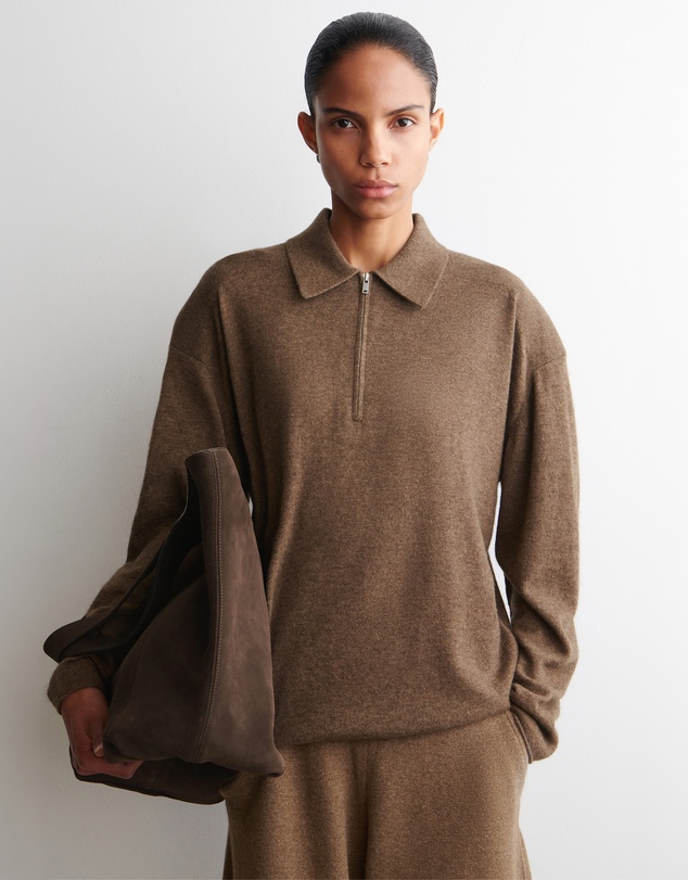 COS - Merino Wool-Yak Zip-Up Polo Shirt