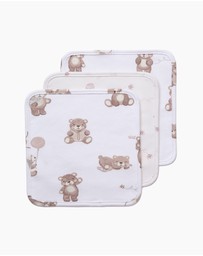 Living Textiles - 3 Pack Organic Wash Cloths - Cuddly Bear