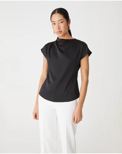 Forcast - Zafina Pleated Draped Top