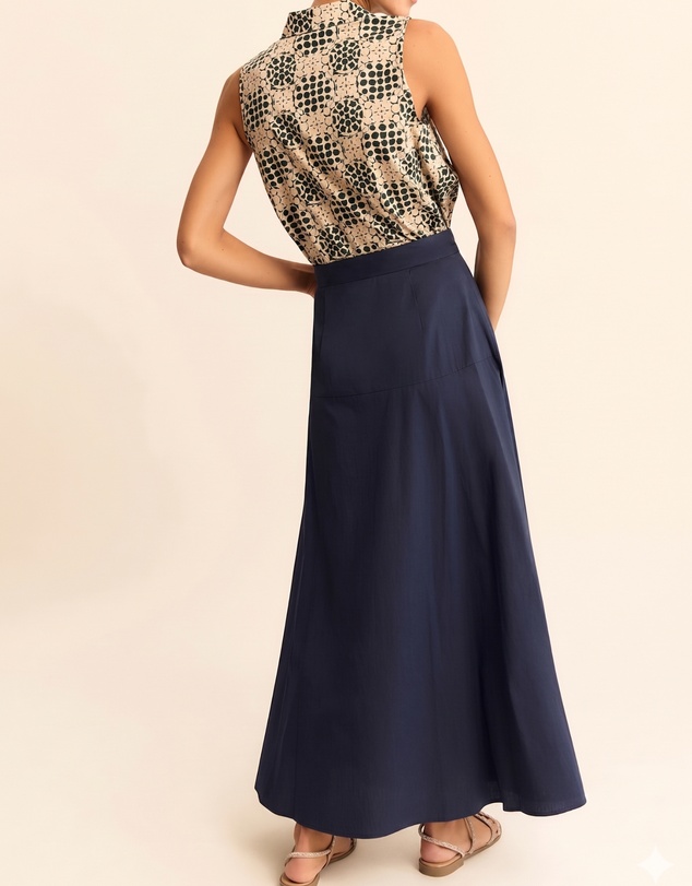Emme - Navy Cotton Poplin Skirt