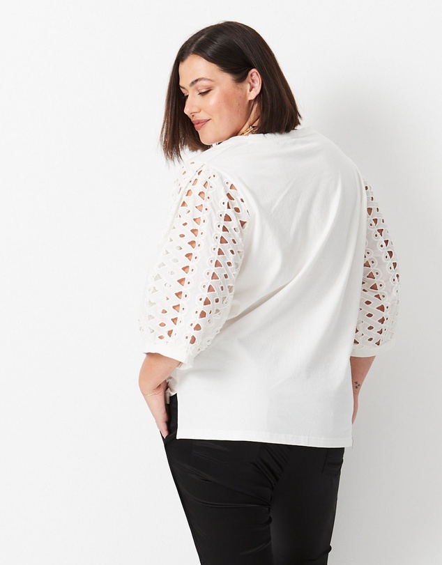 17 Sundays - Cutwork Lace Sleeve Top