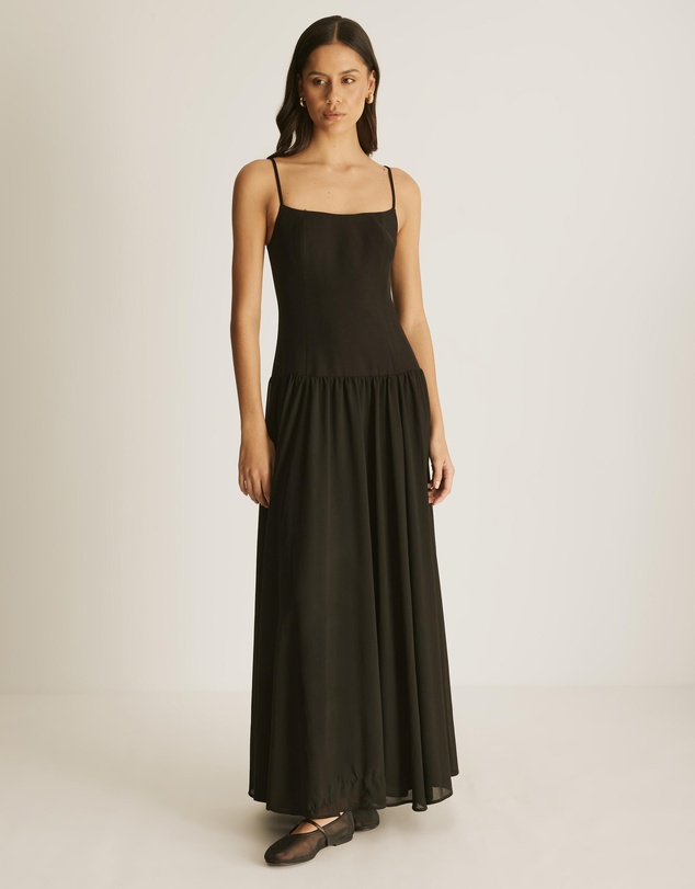 Atmos&Here - Amie Contrast Pleat Skirt Maxi Dress