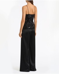 Carla Zampatti - Black Cascade Sequin Thin Strap Top