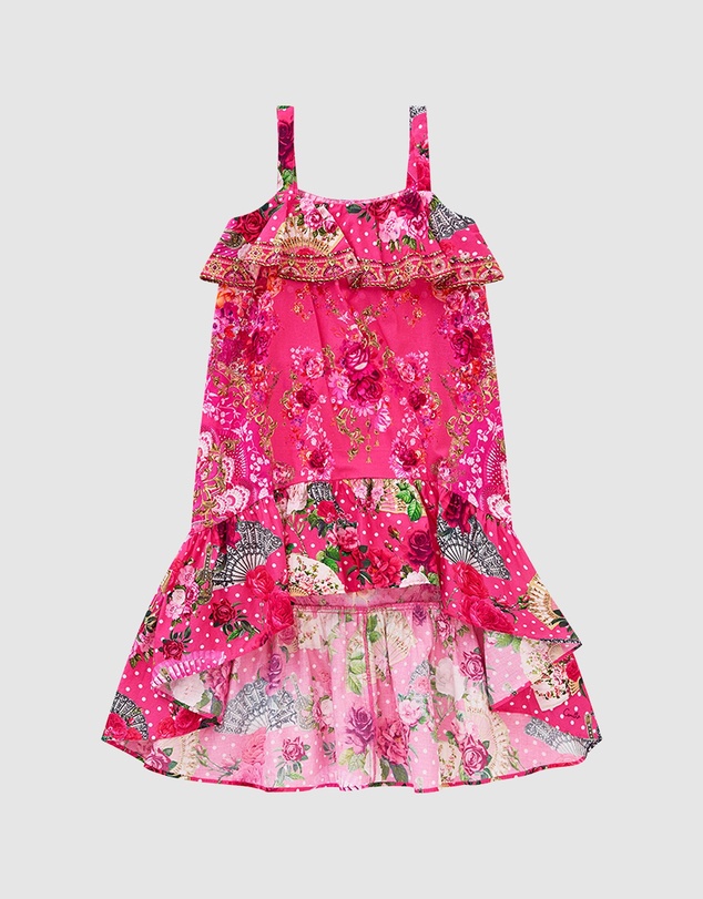 Camilla - Frilled Wide Strap High Low Dress - Kids-Teens