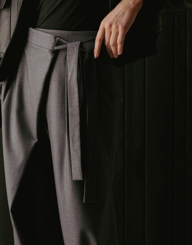 IDA+S - Amira Wool Asymmetrical Pleated Trousers