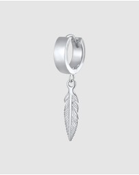 Kuzzoi - ICONIC EXCLUSIVE - Earrings Men Creole Feather Single Piece in 925 Sterling Silver