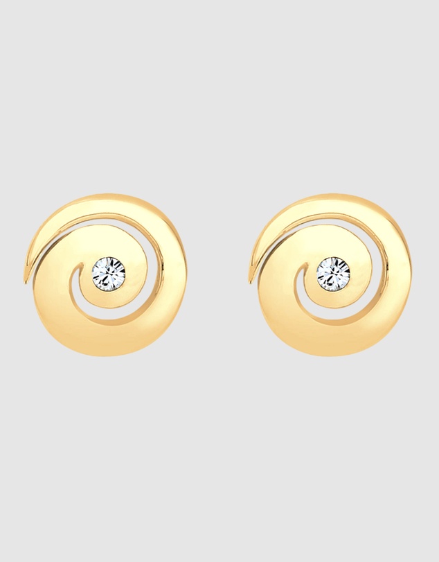 Elli Jewelry - Earrings Ear Studs Spiral Geo Sparkling with Crystals in 925 Sterling Silver Gold Plated