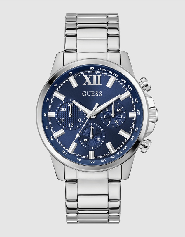 GUESS - Guess Men's Silver Tone 44mm Multi-function Watch
