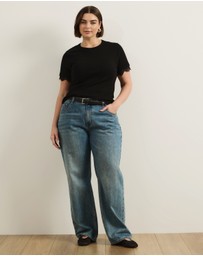 Atmos&Here Curvy - Sienna Short Sleeve Lace Jersey T-Shirt