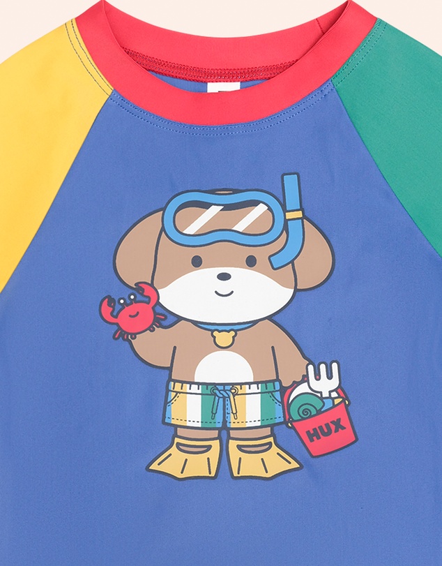 Huxbaby - Beach Puppy Colour Block Rashie - Kids