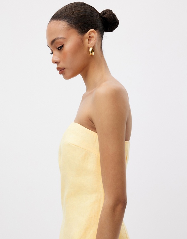 Minima Esenciales - Nivas Linen Empire Strapless Dress