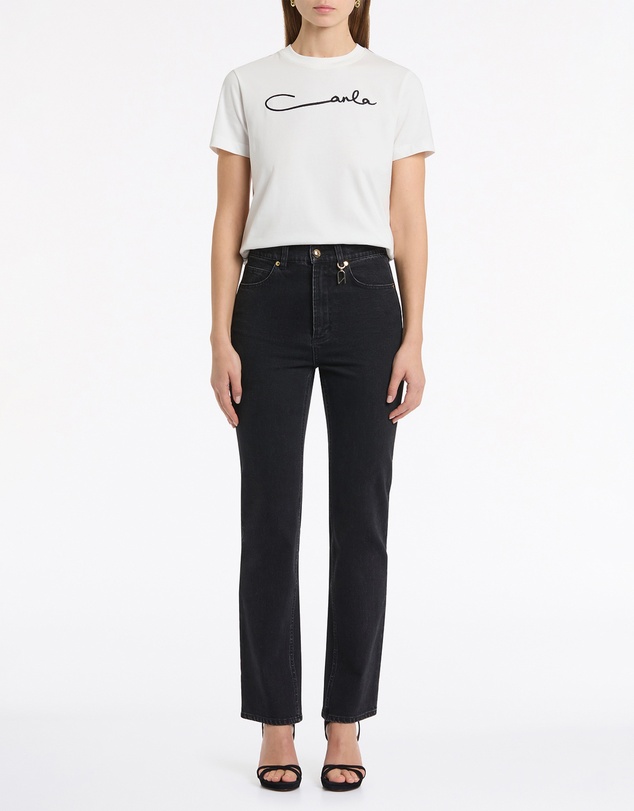 Carla Zampatti - Washed Black Denim Straight Leg Pant