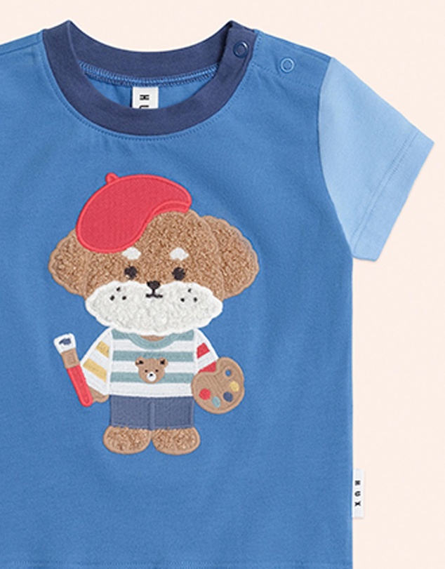 Huxbaby - Parisian Painter Pup Tee - Babies-Kids
