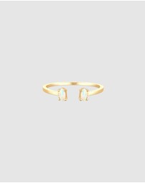 Elli Jewelry - Ring Adjustable Oval Geo 925 Sterling Silver Gold Plated