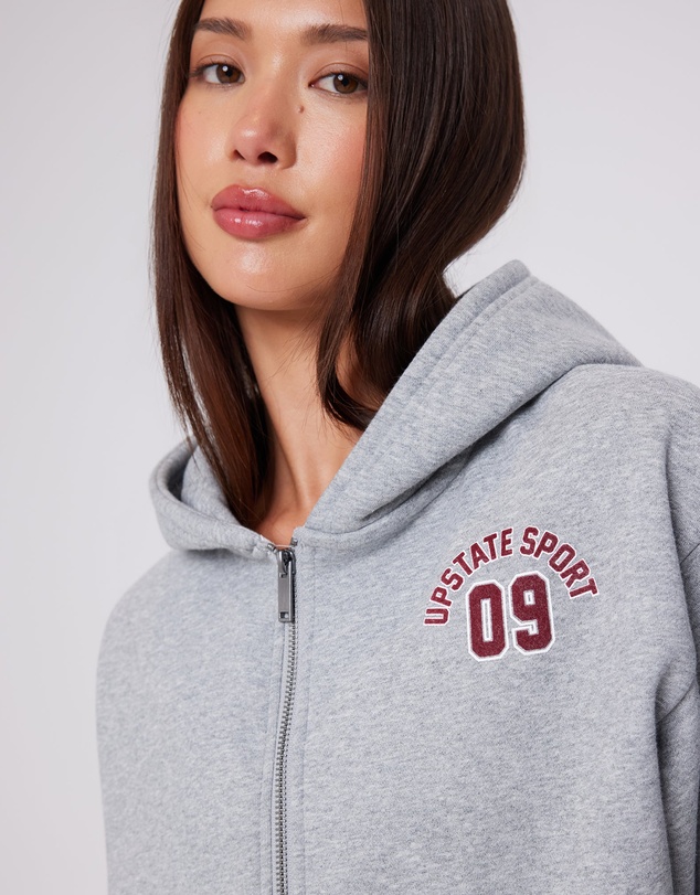 Upstate - Zip Through Hoodie - Grey Marle