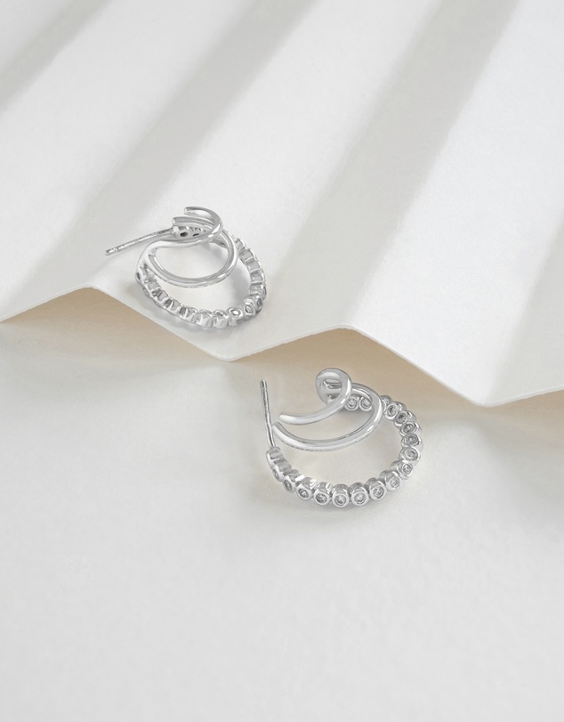 Wanderlust + Co - Triple Pave 13mm Hoop Earrings