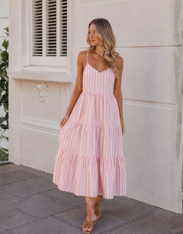Esther & Co - Sona Dress - Pink Stripe