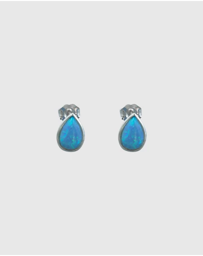 Von Treskow - Pear Shaped Blue Czelline Opal Studs