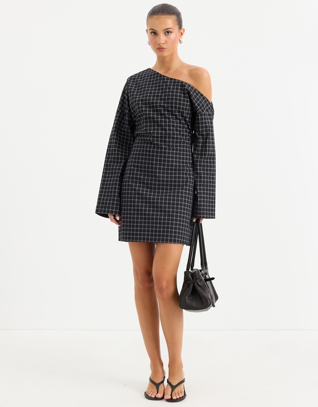 Calli - Lucy Off Shoulder Check Mini Dress