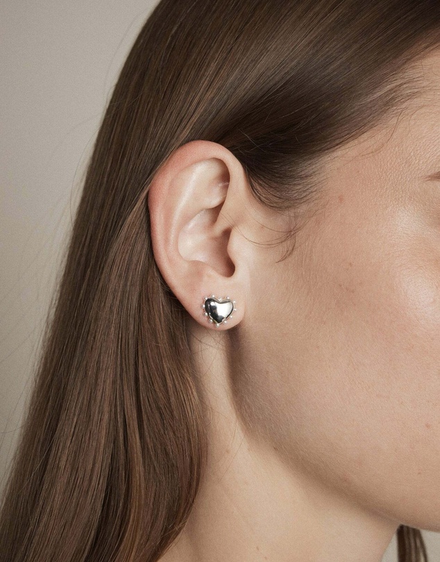 MIMCO - Adore Heart Stud Earrings - Silver