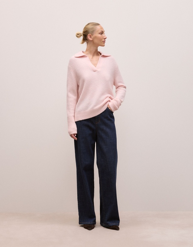 Trenery - Alpaca Merino Blend Polo in Rose Quartz
