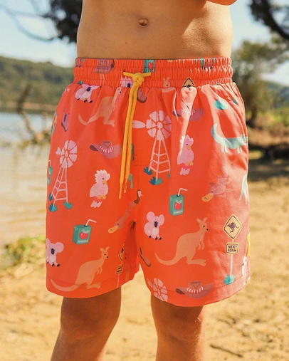 Skwosh - Outback Jack Boys Eco Swim Shorts in Rust