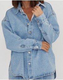 ALEXANDRA - Basen Shacket Light Blue Denim