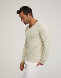 Oxford - Tipping V-Neck Knitted Top