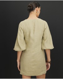 AERE - Sierra Linen Puff Sleeve Mini Dress