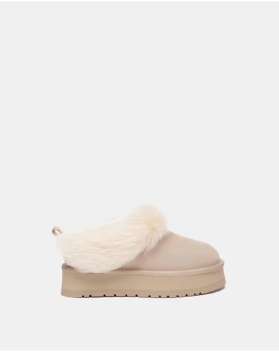 EVERAU - Australian Shepherd Ugg Mianee Platform Cow Suede Upper House Shoes