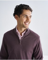 3 Wise Men - 3 Wise Men Harvey Zip Neck Merino Knit - Merlot