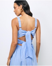 AERE - Raina Tie Back Linen Midi Dress