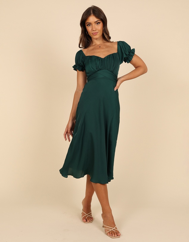 Petal & Pup - Mickenna Sweetheart Frill Midi Dress - Emerald