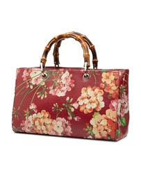 Pre-Loved by Azura Reborn - Pre-Loved Medium Calfskin Blooms Bamboo Shopper Satchel