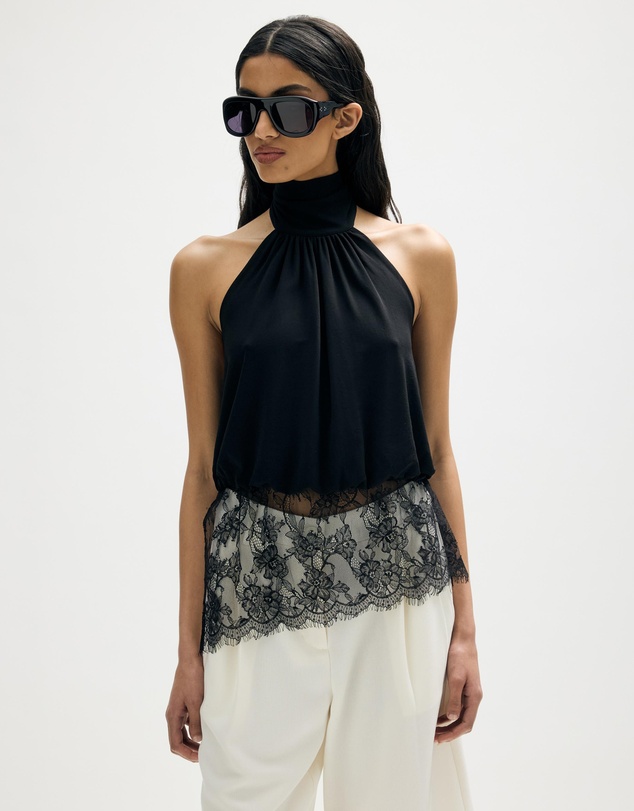 Minima Esenciales - Isaline Lace Hem Halter Top