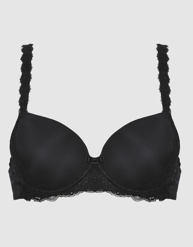 Naturana - Seamless Padded Underwire T-Shirt Bra With Lace Straps